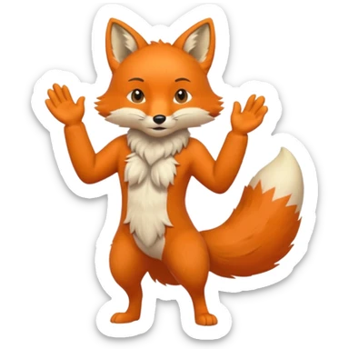 A full boddy orange fox that haves a hand slap  sticker
