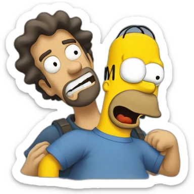 Homer  holding a motionless Bart in the air after he lost his temper sticker