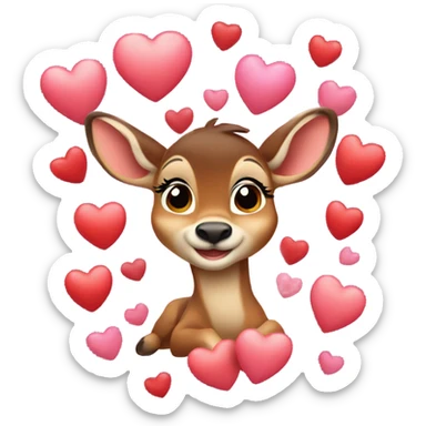 Bambi with hearts sticker