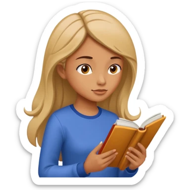 Girl Reading Comprehension, side view. sticker
