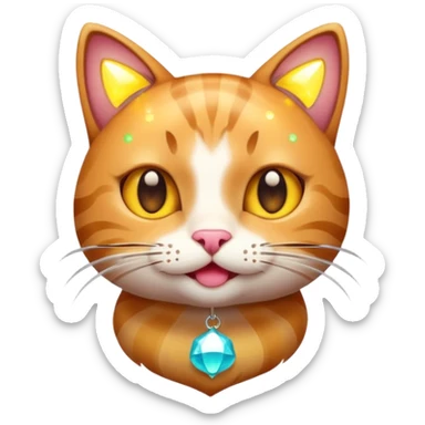 cat with glowing healthy skin surrounded by sparkles playful emoji style sticker
