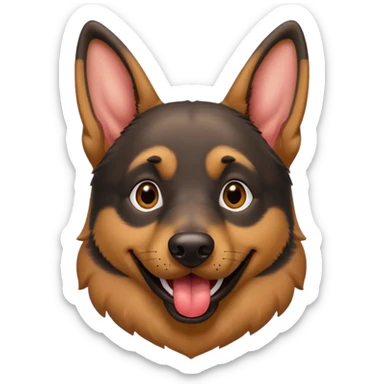 cartoon style dark German Shepherd dog with its tongue hanging out long sticker