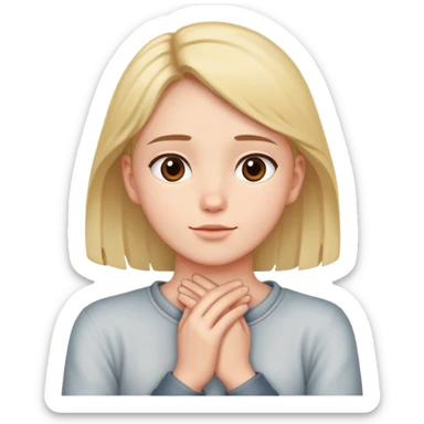 Person with hands crossed around neck and young out and looking up  sticker