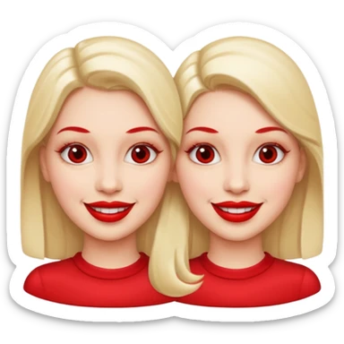 identical twins with red lipgloss sticker