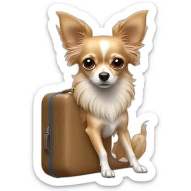 Long hair sand chihuahua sur le porte bagage d’un velo sticker