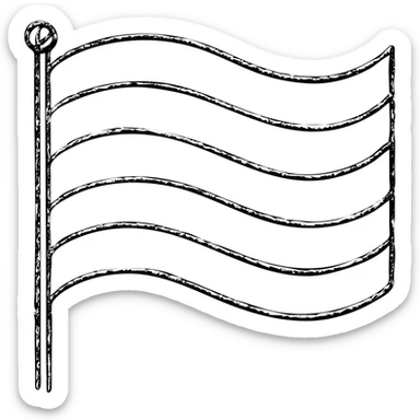hand-drawn outline of a pride flag waving with black lines and no fill sticker