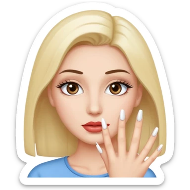 Emoji white lips and nails and eyelashes  sticker