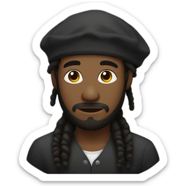 A black man with dread locks wearing a kippa sticker