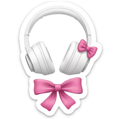 white headphones with pink bows on both sides sticker