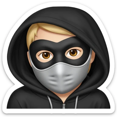 postac w kapturze i masce rrusza tylkiem sticker
