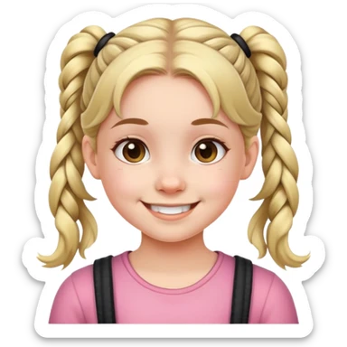young girl with pigtails, smiling sticker