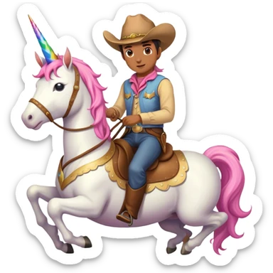 Une licorne chevauchée par un coboy  sticker