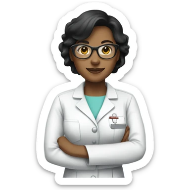 black haired light tan nurse with clear glasses sticker