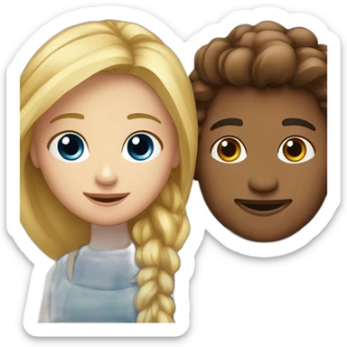 Couple - Garçon blond aux yeux bleus avec fille blonde aux yeux marrons  sticker
