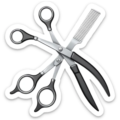 Make into an emoji with hair shears and a comb sticker