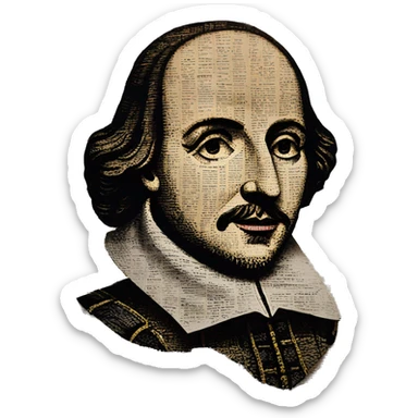 Shakespeare made of newspaper cuttings 420 roses flowers sticker