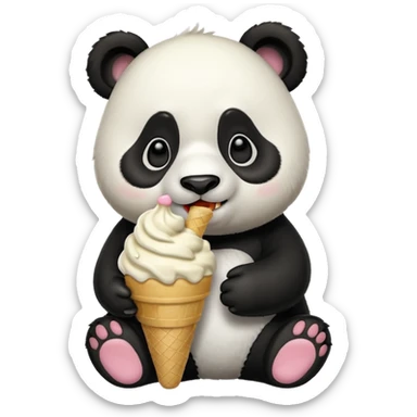 Panda eating ice cream sticker