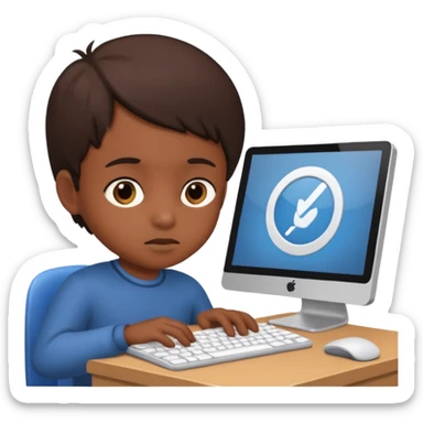 a child programs on a computer sticker