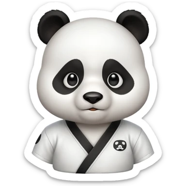 cute panda doing karate portrait, head and shoulders only, wearing white gi uniform, black belt visible, determined face, 3D cartoon, mobile game icon style, clean background, no text, no watermark
 sticker