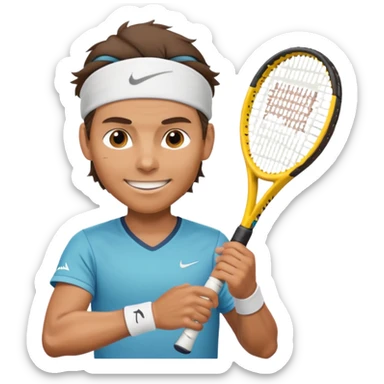 rafael nadal half body with head band,half body, tennis racket sticker