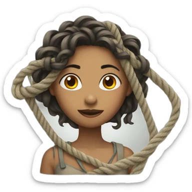 women tangled with rope sticker