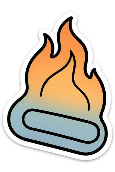 fire streak emoji, flat style, blue to orange gradient, no face, rounded edges, like a streak button, matching reference image sticker