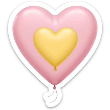 The heart is a balloon in soft pink, beige and yellow pastel light sticker