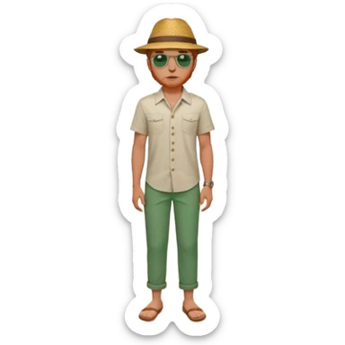 Chico moreno, joven ojos verdes,vestid camisa pantalón playa cuerpo entero, pelirrojo sticker