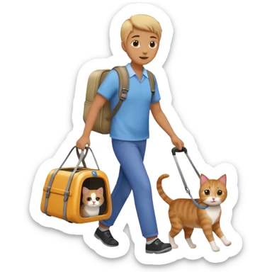 Walker with cat in carrier, Pet Walkers. sticker