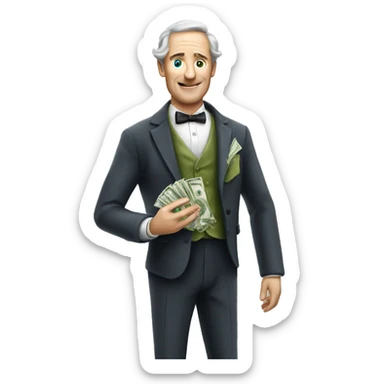 Photorealistic A British gentleman with money sticker