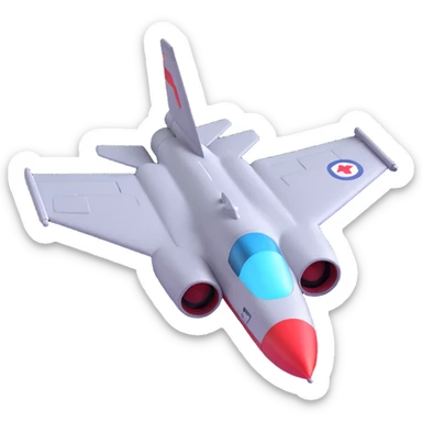 fighter jet viewed from above, 3D emoji style sticker