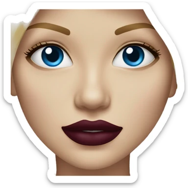 Blonde woman with blue eyes and burgundy lipstick sticker