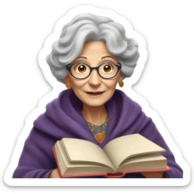 western astologer old lady sticker