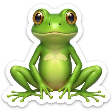 cute green frog with visible legs sitting sticker