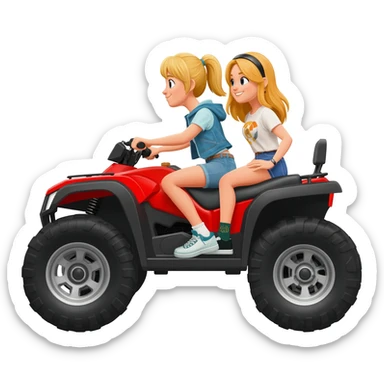 Two blonde girls riding in a side by side buggy sxs sticker