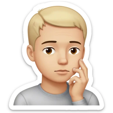 He thinks and scratches his chin sticker