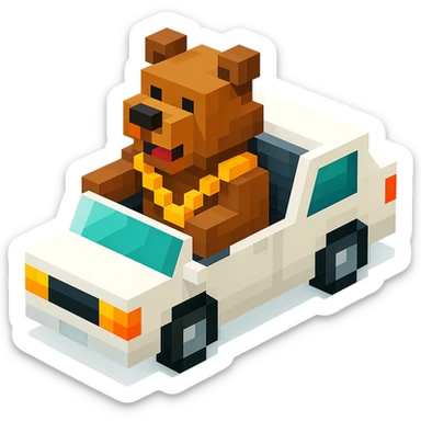 Russian grizzly bear with a rapper chain in a limo sticker