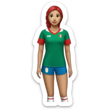 une femme marocaine avec le maillot de foot rouge du maroc sticker
