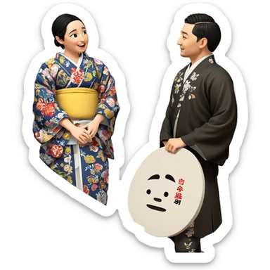 kimono couple fine art parody sticker