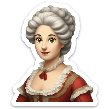  18th century Italian aristocratic young lady with grey hair and red dress with brown fur trim sticker