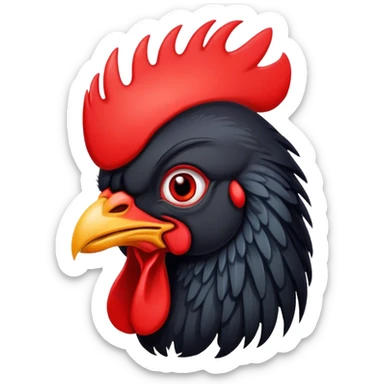 Black rooster face sticker