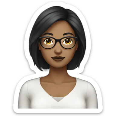 black hair white skin woman designer with glasses sticker