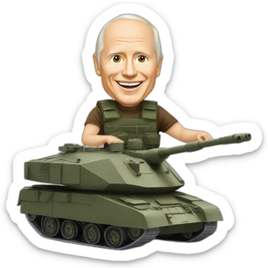 Vladimir Poutine qui mange une poutine sur un tank en patins à roulettes sticker