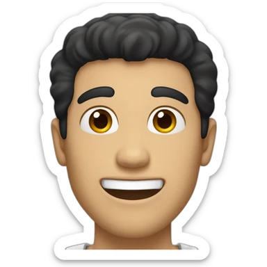 man with black hair and brown eyes excited  sticker