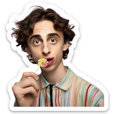 timothee chalamet sucking a lollipop sticker
