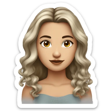 Mujer de piel blanca con pelo lacio a la altura de los hombros , su pelo color sea balayage. De ojos marrones  sticker