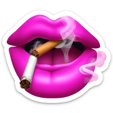Neon pink lips are blowing smoke, and a cigarette is in her mouth sticker