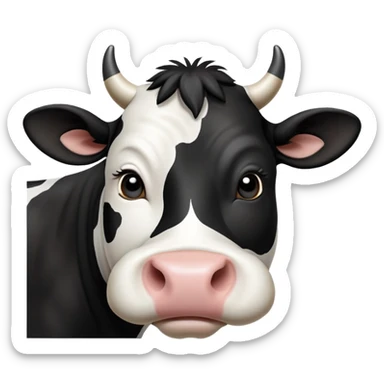 cinematic-noble-black-and-white-cow-portrait-emoji,-poised-and-regal,-with-a-large,-sturdy-build-and-a-beautifully-patterned-hide-of-rich-black-accented-by-crisp-white-patches,-deep-set-soulful-brown-eyes,-simplified-yet-sharp-and-sophisticated sticker