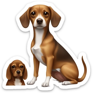 Brown and white Chihuahua and all brown bloodhound best friends sticker