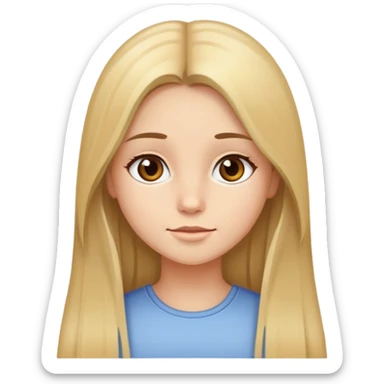 blond-brown hair, straight hair, long hair, brown eyes girl sticker